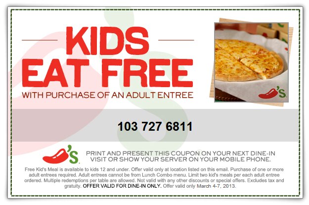 kids eat free at chili's