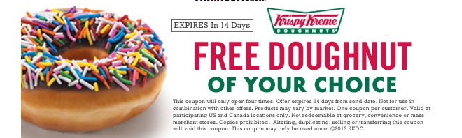krispy kreme free doughnut