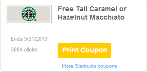 starbucks free caramel or hazelnut macchiato