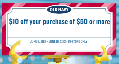 Old Navy Coupon 10-50
