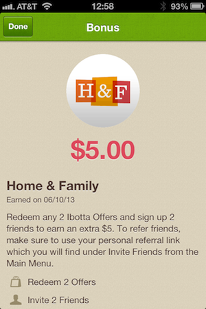 home and family bonus ibotta