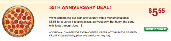 pizza hut $5.55