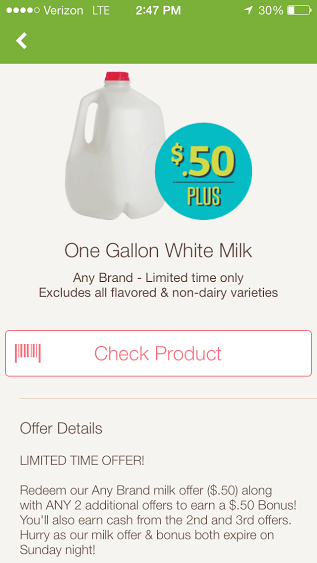 milk ibotta offer