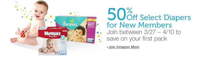 Amazon Mom 50% off Diapers