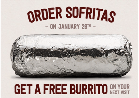 Buy One Get One FREE Chipotle Burrito