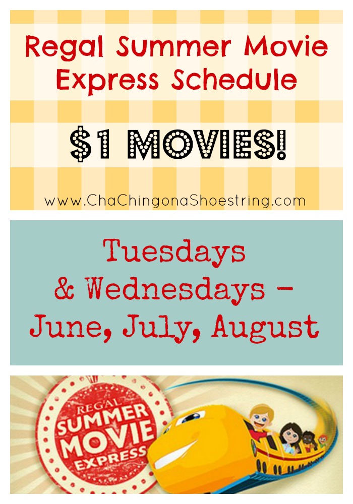 Regal Summer $1 Movies Schedule 2016