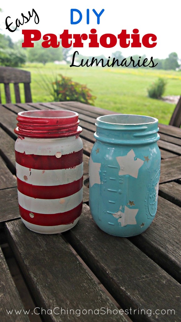 Easy DIY Mason Jar Patriotic Luminaries