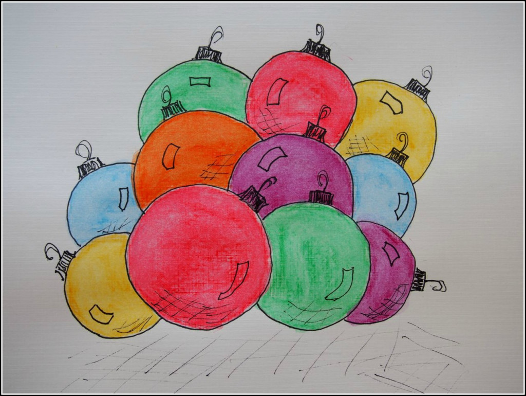 Watercolor Christmas Bulbs