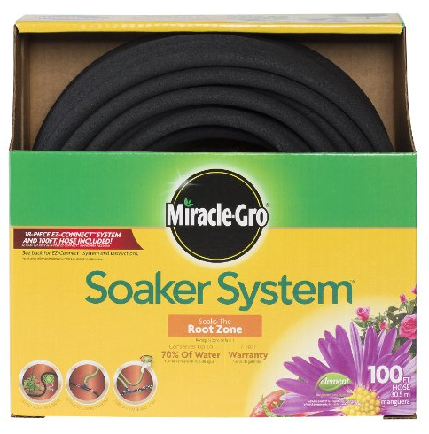 Miracle Gro MGSPA38100FM Premium Bulk Soaker Hose Kit with EZ Connect Fittings, 3:8-Inch by 100-Feet